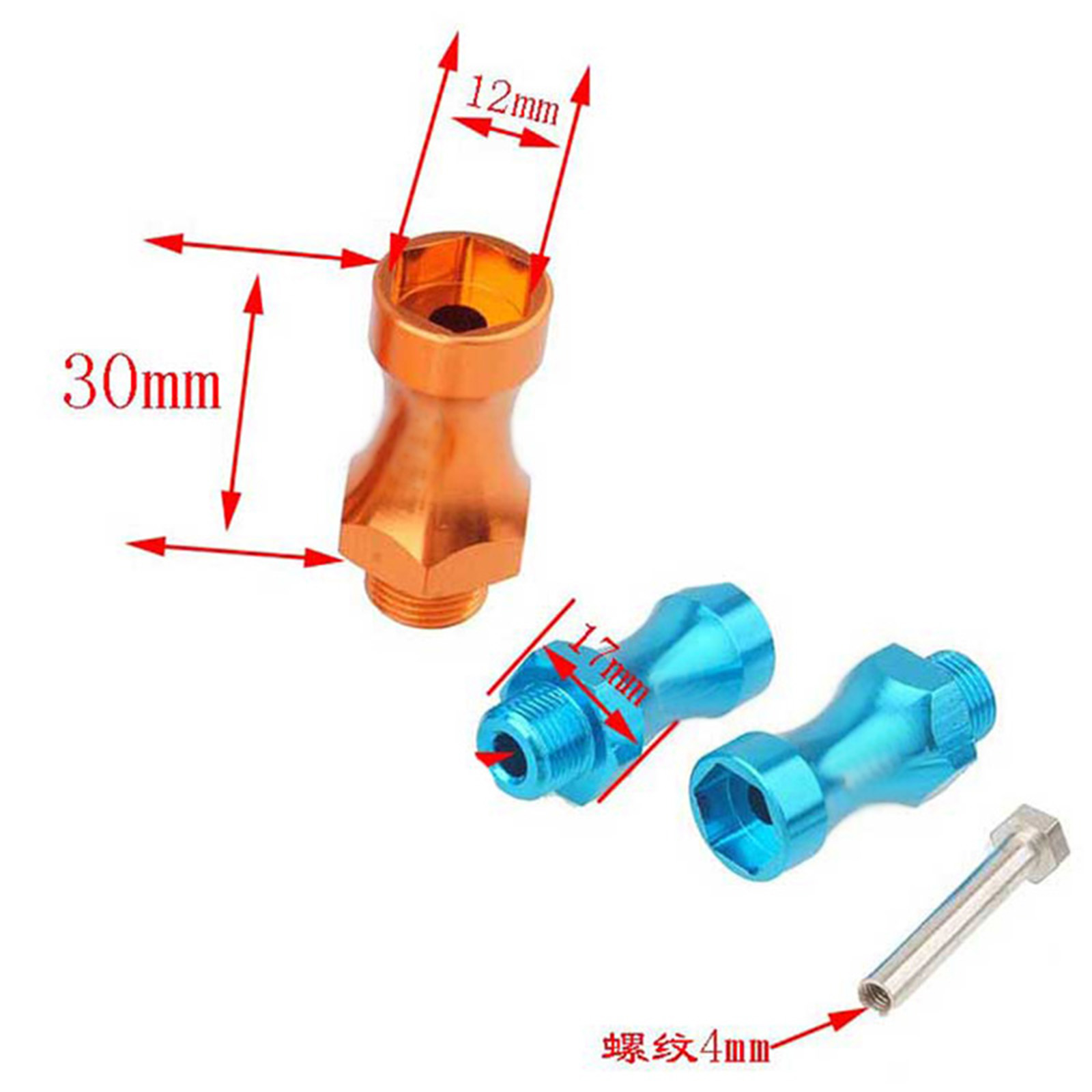 4pcs Wheel Hex 12mm Turn 17mm  - огляд і ціна Wheel Hex Adapter