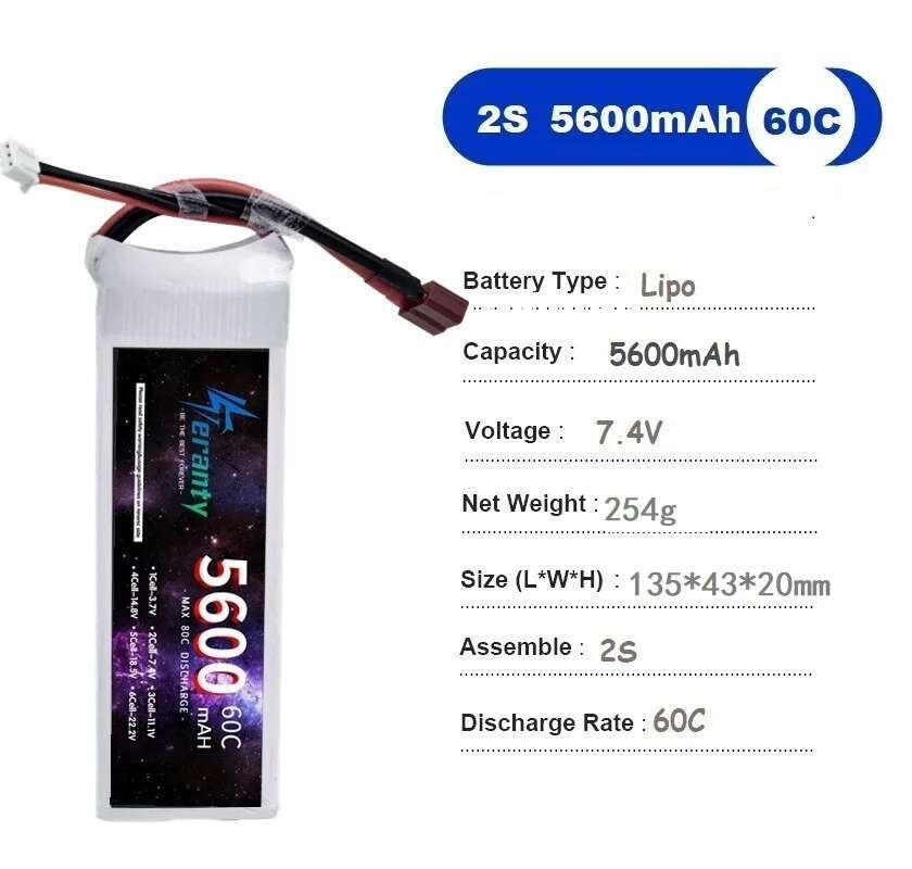 TERANTY 5600MAH 60C 2S 3S 4S 6 - огляд і ціна Lipo Battery 4S